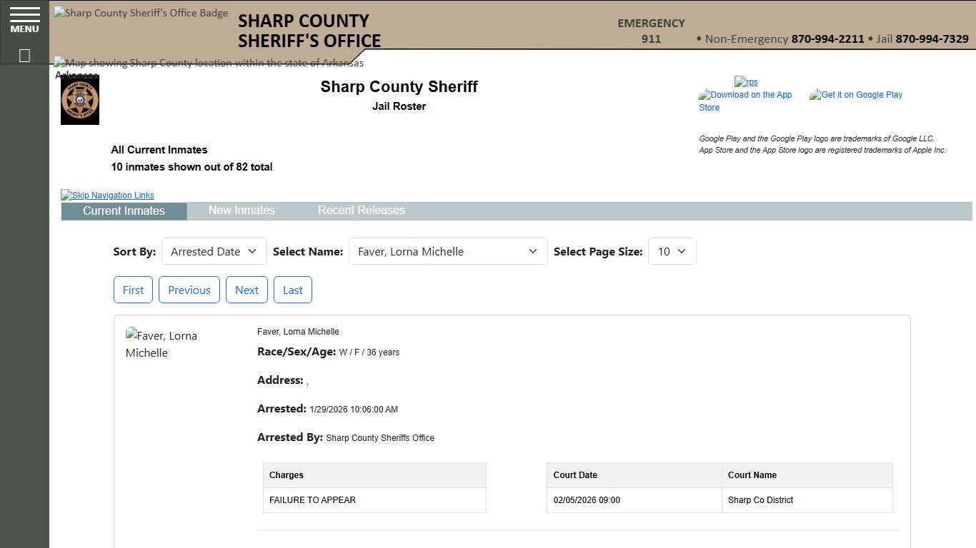 Inmate Roster - Page 2 Current Inmates Booking Date Descending - Sharp County Sheriff AR