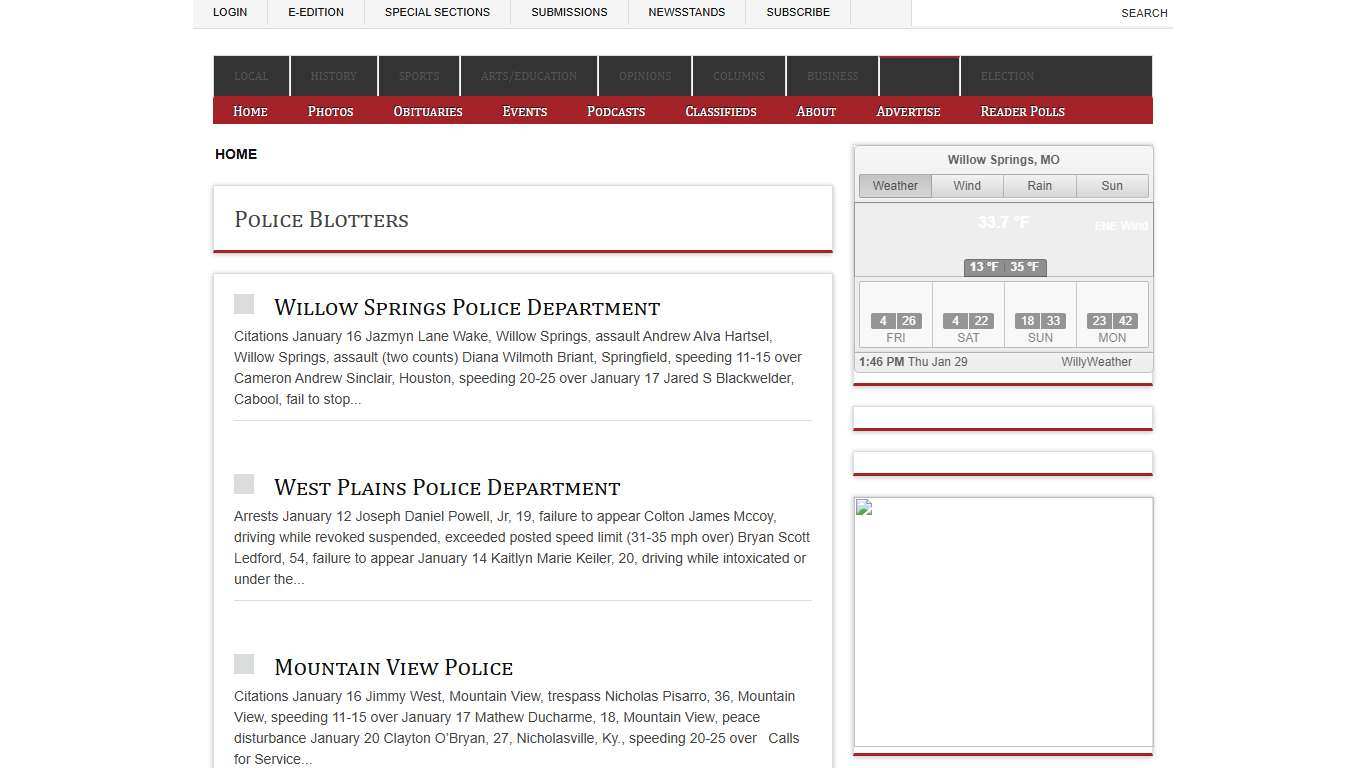 Police Blotters Howell County News